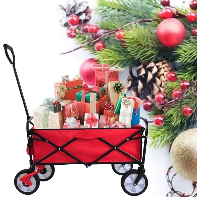 FURNIinspire Wheelbarrows And Lawn Carts Folding Wagon Cart, Collapsible Garden, Beach And Shopping Utility Cart With Handle, Red, 41“*21"*46" 5 FURNIinspire Wheelbarrows And Lawn Carts Folding Wagon Cart, Collapsible Garden, Beach And Shopping Utility Cart With Handle, Red, 41“*21"*46" - Image 5
