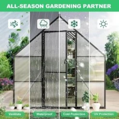 GustoWave 8x12 Ft Outdoor Greenhouse For Backyard Ideal Greenhouse Kit For Garden Or Yard, Black. 11 GustoWave 8x12 Ft Outdoor Greenhouse For Backyard Ideal Greenhouse Kit For Garden Or Yard, Black. -D'Eco Store GUEST a82949d8 26ee 460e bb88 0a719374f59b