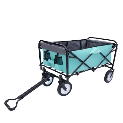 Collapsible Foldable Wagon Cart With Strapping System Beach Wagon Utility Cart Utility Wagon Grocery Car Green 3 Collapsible Foldable Wagon Cart With Strapping System Beach Wagon Utility Cart Utility Wagon Grocery Car Green - Image 3