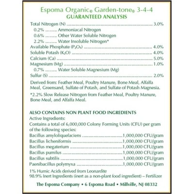 Espoma Organic Garden-tone 3-4-4 Plant Food 2 Espoma Organic Garden-tone 3-4-4 Plant Food - Image 2