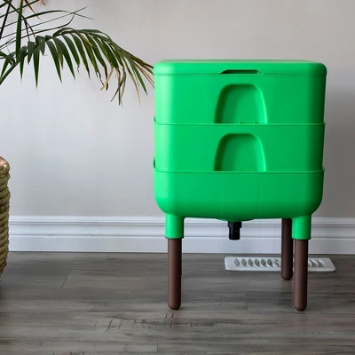 FCMP Outdoor The Essential Living Worm Composter 6 Gallon Resin Composting Bin System Indoor Modern Compost Storage W/2 Trays For Garden & Home 4 FCMP Outdoor The Essential Living Worm Composter 6 Gallon Resin Composting Bin System Indoor Modern Compost Storage W/2 Trays For Garden & Home - Image 4