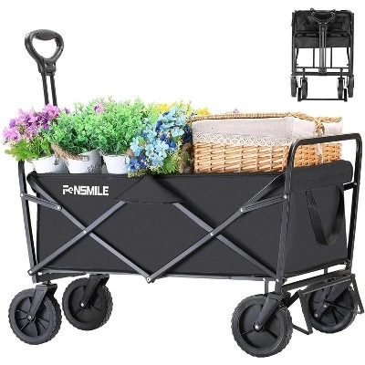 Collapsible Folding Wagon, Heavy Duty 220Lbs Capacity, Foldable Utility Cart For Outdoor Camping, Grocery, Sports, Beach - All Terrain 7 Collapsible Folding Wagon, Heavy Duty 220Lbs Capacity, Foldable Utility Cart For Outdoor Camping, Grocery, Sports, Beach - All Terrain - Image 7