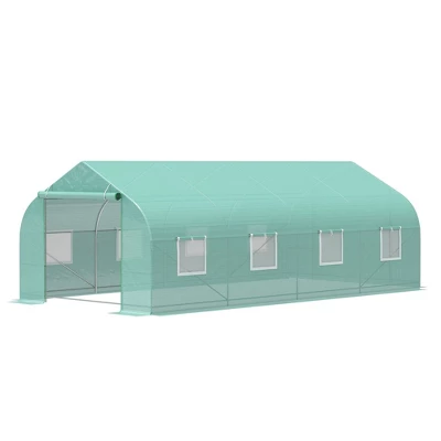 Outsunny Tunnel Greenhouse Large Walk-In Warm House Deluxe High GardenHot House With Roll Up Windows & Roll Up Door, Steel Frame 3 Outsunny Tunnel Greenhouse Large Walk-In Warm House Deluxe High GardenHot House With Roll Up Windows & Roll Up Door, Steel Frame - Image 3