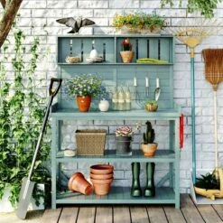 65" Wood Outdoor Potting Bench, 3-Tier Garden Shed Storage Shelves, Flower Display Rack Plant Stand Workstation-The Pop Home -D'Eco Store GUEST ab1dd317 6041 4b99 8b15 df17ef32ca40