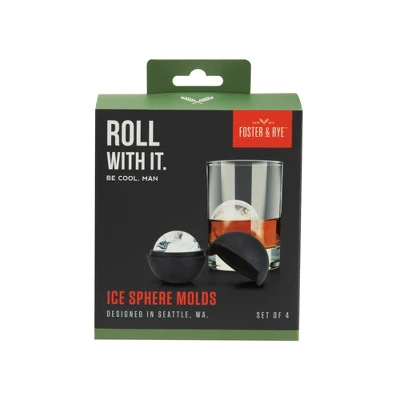 Foster & Rye Ice Sphere Mold, Food-Safe Silicone Large Craft Ice Cube Maker For Cocktails, Chocolates, 2.5 Inch Spheres, Black, Set Of 4 2 Foster & Rye Ice Sphere Mold, Food-Safe Silicone Large Craft Ice Cube Maker For Cocktails, Chocolates, 2.5 Inch Spheres, Black, Set Of 4 - Image 2