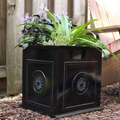 Southern Patio CMX-042426 Colony 16 Inch Square Resin Planter Urn (2 Set) 4 Southern Patio CMX-042426 Colony 16 Inch Square Resin Planter Urn (2 Set) - Image 4