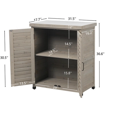 NicBex Outdoor Potting Bench With Storage Cabinet And Metal Table Top For Patio, Garden Furniture Wood Workstation, Grey 2 NicBex Outdoor Potting Bench With Storage Cabinet And Metal Table Top For Patio, Garden Furniture Wood Workstation, Grey - Image 2