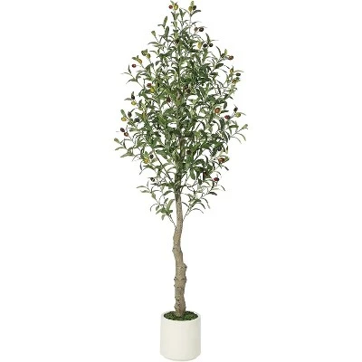 Faux Olive Tree With Moss And Planter Pot, Realistic Olive & Leaves Artificial Tree Tall Plants For Home Yard Office Decor Indoor Outdoor 8 Faux Olive Tree With Moss And Planter Pot, Realistic Olive & Leaves Artificial Tree Tall Plants For Home Yard Office Decor Indoor Outdoor - Image 8