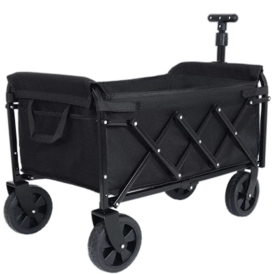 Expandable Dual-Layer Utility Wagon With 100% Extra Space - Grocery CartBlack 5 Expandable Dual-Layer Utility Wagon With 100% Extra Space - Grocery CartBlack - Image 5