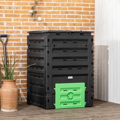 Outsunny 120 Gallon Compost Bin, Large Composter With 80 Vents And 2 Sliding Doors, Lightweight & Sturdy 1 Outsunny 120 Gallon Compost Bin, Large Composter With 80 Vents And 2 Sliding Doors, Lightweight & Sturdy