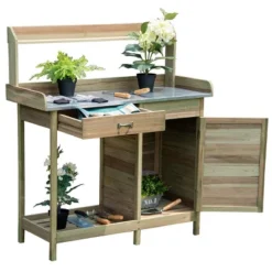 Costway Outdoor Potting Bench Garden Wooden Work Station Metal Tabletop Cabinet Drawer 13 Costway Outdoor Potting Bench Garden Wooden Work Station Metal Tabletop Cabinet Drawer -D'Eco Store GUEST af47908e 5a88 4e02 89b6 e2a083e481f9