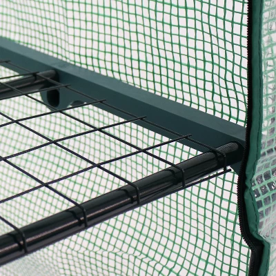 Sunnydaze Decor Sunnydaze Outdoor Portable Growing Rack 3-Tier Greenhouse With Roll-Up Door - 3 Shelves - Green 10 Sunnydaze Decor Sunnydaze Outdoor Portable Growing Rack 3-Tier Greenhouse With Roll-Up Door - 3 Shelves - Green - Image 10