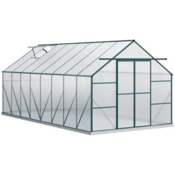 Outsunny Aluminum Greenhouse Polycarbonate Walk-in Garden Greenhouse Kit With Adjustable Roof Vent, Rain Gutter And Sliding Door 9 Outsunny Aluminum Greenhouse Polycarbonate Walk-in Garden Greenhouse Kit With Adjustable Roof Vent, Rain Gutter And Sliding Door -D'Eco Store GUEST b1d80fc6 9a25 4f68 b0e1 c24086b4c42a