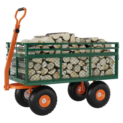 500lbs Steel Garden Cart Heavy Duty Mesh Steel Utility Outdoor Wagon With Removable Sides 180° Rotating Handle 10 Inch Tires,Black 9 500lbs Steel Garden Cart Heavy Duty Mesh Steel Utility Outdoor Wagon With Removable Sides 180° Rotating Handle 10 Inch Tires,Black - Image 9