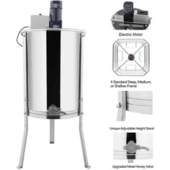 VINGLI Upgraded Electric 4 Frame Honey Extractor, Stainless Steel Honeycomb Spinner Drum With Adjustable Height Stands 9 VINGLI Upgraded Electric 4 Frame Honey Extractor, Stainless Steel Honeycomb Spinner Drum With Adjustable Height Stands -D'Eco Store GUEST b361d2b6 e157 4e65 bf69 ba220a8c1ab0