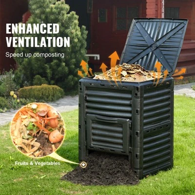 VEVOR Garden Compost Bin 80 Gal, BPA Free Composter, Large Capacity Outdoor Composting Bin With Top Lid And Bottom Door, Easy Assembling 2 VEVOR Garden Compost Bin 80 Gal, BPA Free Composter, Large Capacity Outdoor Composting Bin With Top Lid And Bottom Door, Easy Assembling - Image 2