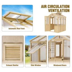 EAGLE PEAK Wooden Polycarbonate Walk-in Greenhouse, Cedar Hobby Green House With Roof Vent -D'Eco Store GUEST b5a9f4b9 1396 4f45 b680 ed405117eb15