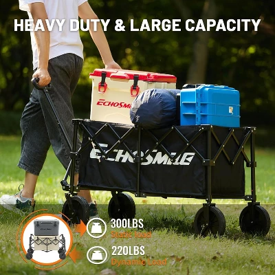 MaseiKar Collapsible Foldable Wagon With 300lbs Weight Cart Heavy Duty Folding Beach Wagon Cart With Wheels And Adjustable Handle For Camping, Garden 3 MaseiKar Collapsible Foldable Wagon With 300lbs Weight Cart Heavy Duty Folding Beach Wagon Cart With Wheels And Adjustable Handle For Camping, Garden - Image 3