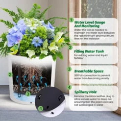 Round Planter Set Of 2, Self Watering Pots For Indoor Plants, Large Flower Pot Outdoor With Built-in Drainage And A Water Level Monitor 13 Round Planter Set Of 2, Self Watering Pots For Indoor Plants, Large Flower Pot Outdoor With Built-in Drainage And A Water Level Monitor -D'Eco Store GUEST b6ebe582 f60a 4212 a194 23de4d179567