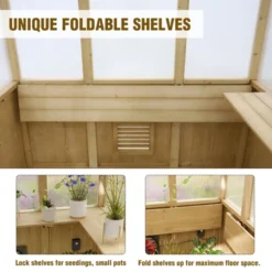 EAGLE PEAK Wooden Polycarbonate Walk-in Greenhouse, Cedar Hobby Green House With Roof Vent -D'Eco Store GUEST b76fcfc1 f6ab 4c02 9c4f 492cd4d87fc5