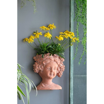 Gulches 11 Inch Gray Greek - Style Cement Head Planter For Indoor & Outdoor Garden Decor 1 Gulches 11 Inch Gray Greek - Style Cement Head Planter For Indoor & Outdoor Garden Decor