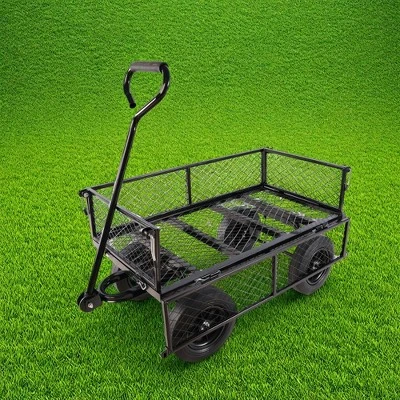 FURNIinspire Wheelbarrows And Lawn Carts Solid Wheels Tools Cart Wagon Cart, Metal Lawn Cart For Picnic, Shopping, Black, 37“*19"*45" 5 FURNIinspire Wheelbarrows And Lawn Carts Solid Wheels Tools Cart Wagon Cart, Metal Lawn Cart For Picnic, Shopping, Black, 37“*19"*45" - Image 5