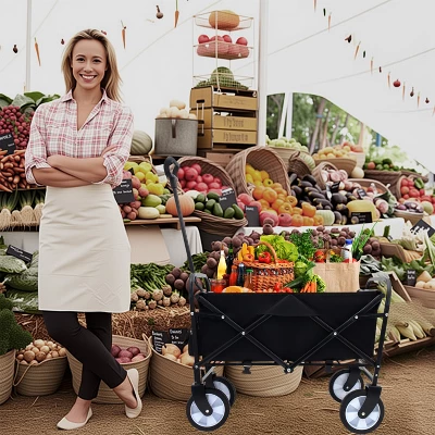 Minimeetall Strap Collapsible Foldable Wagon Cart With Strapping System, Beach Wagon , Utility Cart , Utility Wagon Grocery Cart Black 4 Minimeetall Strap Collapsible Foldable Wagon Cart With Strapping System, Beach Wagon , Utility Cart , Utility Wagon Grocery Cart Black - Image 4