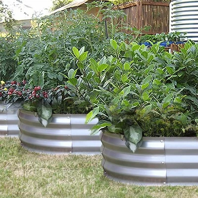 LuxenHome 6ft X 3ft Oval Galvanized Steel Raised Garden Bed Planter 2 LuxenHome 6ft X 3ft Oval Galvanized Steel Raised Garden Bed Planter - Image 2