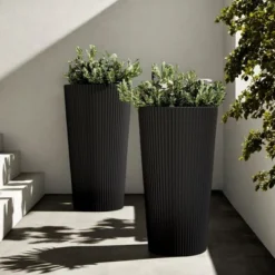 NAYSAYE Planter 2PCS Tall Indoor And Outdoor Planter Pot Large Flower Cone Striped Plastic Flower Pot For Home Garden Patio 12 NAYSAYE Planter 2PCS Tall Indoor And Outdoor Planter Pot Large Flower Cone Striped Plastic Flower Pot For Home Garden Patio -D'Eco Store GUEST bb16d834 0997 4160 9a4a 1d5f5b1da4eb
