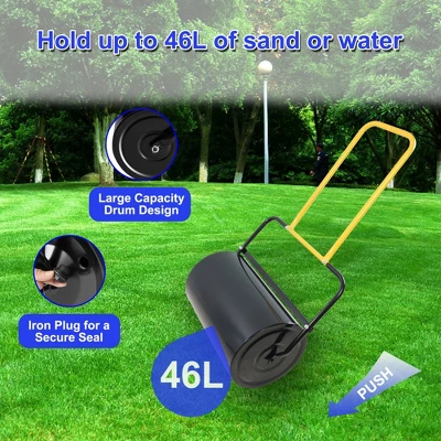 SKRAN High Capacity Lawn Roller, Can Fill Sand/Water, With Easy-Turn Plug And U-Shaped Ergonomic Handle For Convenient Push And Pull, For Garden, Farm 1 SKRAN High Capacity Lawn Roller, Can Fill Sand/Water, With Easy-Turn Plug And U-Shaped Ergonomic Handle For Convenient Push And Pull, For Garden, Farm