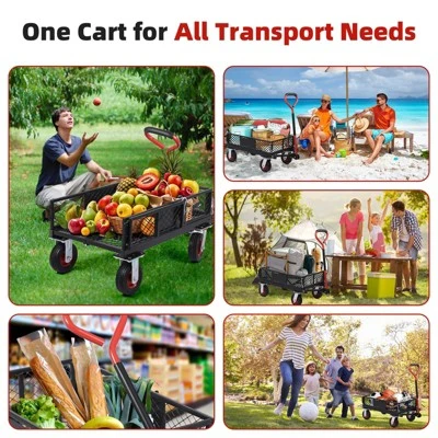 Folding Utility Mesh Steel Garden Carts And Wagons Heavy Duty 360lbs,Folding Utility Wagon Cart W Removable Mesh Sides 7 Folding Utility Mesh Steel Garden Carts And Wagons Heavy Duty 360lbs,Folding Utility Wagon Cart W Removable Mesh Sides - Image 7