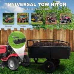 Acekool 750 Lbs Steel Dump Cart, 15 Cu.Ft Garden Utility Trailer With Dual Bearings, Pneumatic Tires, Hand Or Foot Dump For ATV, Tractor, Lawn Mower -D'Eco Store GUEST be86b362 ee5a 4cb7 a1b1 1d3b2b4b0d20