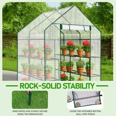 SEVOBAL Greenhouse Outdoor Durable PE Plant Green House For Frost Protection Shelf Clips Roll-up Zipper Door Walk-in For Planter, White, 99"*37"*14.5" 4 SEVOBAL Greenhouse Outdoor Durable PE Plant Green House For Frost Protection Shelf Clips Roll-up Zipper Door Walk-in For Planter, White, 99"*37"*14.5" - Image 4