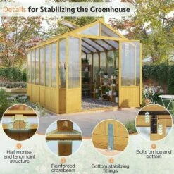 AMERLIFE Wooden Greenhouse, Pre-Assembled Solid Cedar Frame, Walk-in Design 15 AMERLIFE Wooden Greenhouse, Pre-Assembled Solid Cedar Frame, Walk-in Design -D'Eco Store GUEST c195f140 d581 4ec0 9f43 781ae0fcd46a