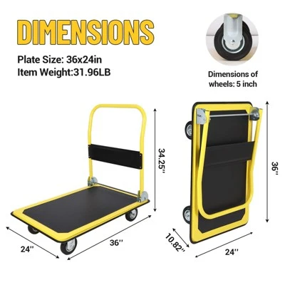 Heavy Duty Foldable Platform Hand Truck, Rolling Push Cart Dolly, Portable Moving Cart For Storage 1 Heavy Duty Foldable Platform Hand Truck, Rolling Push Cart Dolly, Portable Moving Cart For Storage