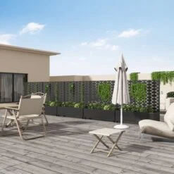 Wrought Iron Black Planter Box With Climbing Rack (Brick 01)