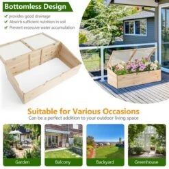 Costway Wooden Cold Frame Greenhouse Flower Planter Raised Plants Bed Protection 12 Costway Wooden Cold Frame Greenhouse Flower Planter Raised Plants Bed Protection -D'Eco Store GUEST c5f21732 6871 4941 8ae5 db396f1258db