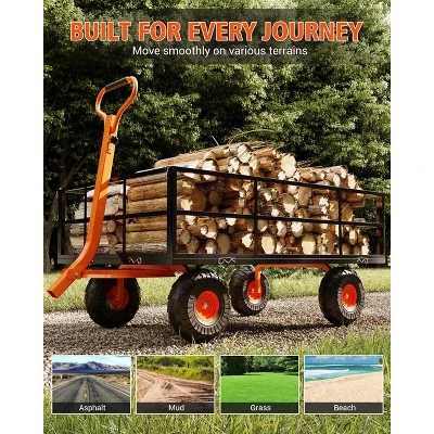 Heavy Duty Steel Garden Cart, Garden Wagon Cart On Wheels, Yard Utility Wagon Carts W/Adjustable Handle & Removable Sides(Convert To Flatbed) 1 Heavy Duty Steel Garden Cart, Garden Wagon Cart On Wheels, Yard Utility Wagon Carts W/Adjustable Handle & Removable Sides(Convert To Flatbed)