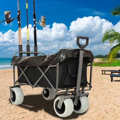 Fishing Cart W/ Rod Holders ,Beach Wagon With Big Wheels For Sand 500lbs Capacity - All Terrain Steel Frame Utility Cart W/ 9" Pneumatic Tires, Strap 8 Fishing Cart W/ Rod Holders ,Beach Wagon With Big Wheels For Sand 500lbs Capacity - All Terrain Steel Frame Utility Cart W/ 9" Pneumatic Tires, Strap - Image 8