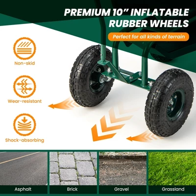 Costway Rolling Garden Cart Outdoor Gardening Workseat With Adjustable Height &Tool Storage 4 Costway Rolling Garden Cart Outdoor Gardening Workseat With Adjustable Height &Tool Storage - Image 4