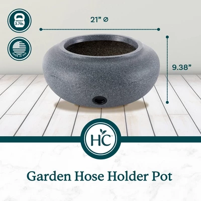 HC Companies Versatile 21 Inch Round Natural Decorative Plastic Outdoor Garden Hose Storage Pot With Side Hole, Granite (3 Pack) 2 HC Companies Versatile 21 Inch Round Natural Decorative Plastic Outdoor Garden Hose Storage Pot With Side Hole, Granite (3 Pack) - Image 2