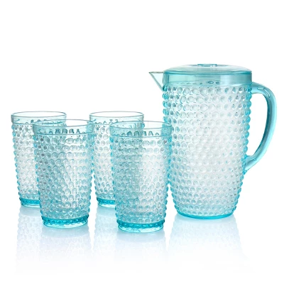 Gibson Home Malone 5 Piece Plastic Pitcher And Tumbler Set In Light Blue 1 Gibson Home Malone 5 Piece Plastic Pitcher And Tumbler Set In Light Blue