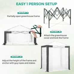 EAGLE PEAK 8x8 Portable Walk In Greenhouse , Heavy Duty Pop Up Green House, Front Roll Up Zipper Entry Door And Mesh Windows -D'Eco Store GUEST ca7272cc cc2a 4796 bf23 82098f4e6de8