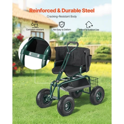 VEVOR Garden Seat With Wheels, Rolling Garden Stool With Height Adjustable & 360° Swivel Seat, 400lbs Weight Capacity, Gardening Cart Bench, Green 6 VEVOR Garden Seat With Wheels, Rolling Garden Stool With Height Adjustable & 360° Swivel Seat, 400lbs Weight Capacity, Gardening Cart Bench, Green - Image 6