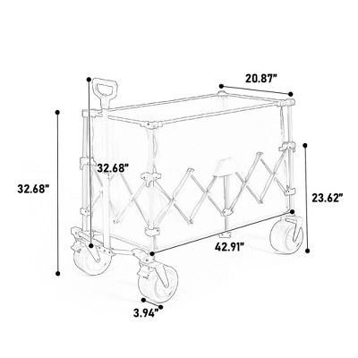 FURNIinspire Wheelbarrows And Lawn Carts Beach Wagon Lawn Cart Garden Cart, Heavy Duty Folding Utility Yard Cart, Blue, 20.87"*42.91"*32.68" 2 FURNIinspire Wheelbarrows And Lawn Carts Beach Wagon Lawn Cart Garden Cart, Heavy Duty Folding Utility Yard Cart, Blue, 20.87"*42.91"*32.68" - Image 2
