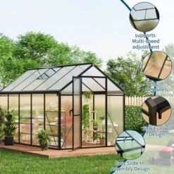 Homfan Greenhouse For Outdoors,Polycarbonate Greenhouse With Roof Vent, Aluminum Walk-in Greenhouse For Outside Garden Backyard, Patio, Lawn 11 Homfan Greenhouse For Outdoors,Polycarbonate Greenhouse With Roof Vent, Aluminum Walk-in Greenhouse For Outside Garden Backyard, Patio, Lawn -D'Eco Store GUEST cb57f033 3f3f 4649 b5af 13a49b2933a5