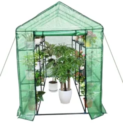 Walk-in Greenhouse With Roll-Up Zipper Door 57 X 57 X 76 Portable 3-Tier 6-Shelf Steel Frame Greenhouse For Indoor Outdoor Garden Patio, Green 15 Walk-in Greenhouse With Roll-Up Zipper Door 57 X 57 X 76 Portable 3-Tier 6-Shelf Steel Frame Greenhouse For Indoor Outdoor Garden Patio, Green -D'Eco Store GUEST cbee52bc 0bba 4055 a41d 4edf4c121edd