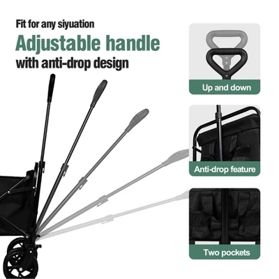 100L Collapsible Folding Beach Wagon Cart With 220Lbs Large Capacity, Wagons Carts Heavy Duty Foldable With Big Wheels For Sand, Garden, Camping 4 100L Collapsible Folding Beach Wagon Cart With 220Lbs Large Capacity, Wagons Carts Heavy Duty Foldable With Big Wheels For Sand, Garden, Camping - Image 4