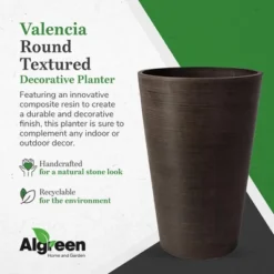 Algreen 16130 Valencia 12 X 18 Inch Round Taper Recycled Planter Pot, Chocolate -D'Eco Store GUEST cc9404eb e7f2 40cd b25a edec36f731ec