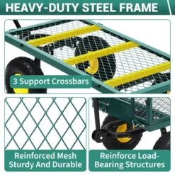 Heavy Duty Steel Garden Cart,550 LBS Capacity 3-in-1 Pullable Metal Wagon With 10" Pneumatic Wheels,180°Rotating Handle & Removable Sides, Green 17 Heavy Duty Steel Garden Cart,550 LBS Capacity 3-in-1 Pullable Metal Wagon With 10" Pneumatic Wheels,180°Rotating Handle & Removable Sides, Green -D'Eco Store GUEST cc9abbfc 4079 4a0c a62d 8bb3d9cc1c51